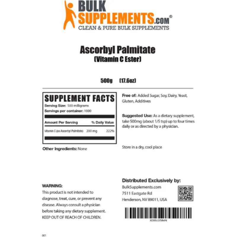 Bulk Supplements Ascorbyl Palmitate Vitamin C Ester Powder 500gram
