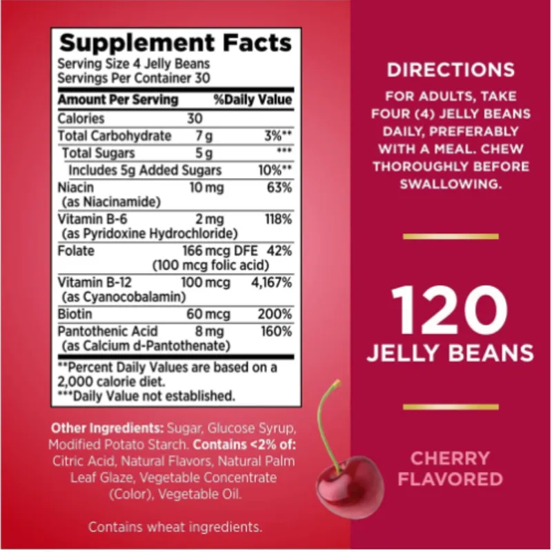 Nature's Bounty Energy Jelly Beans With Vitamin B 12 Cherry Red 120