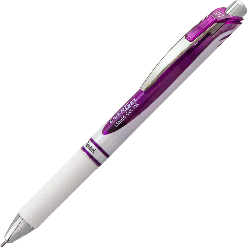 Pentel EnerGel Pearl Deluxe RTX Retractable Gel Pen, 0.7mm Needle Tip, 2 Pack, Violet Ink (BLN77WBP2V)