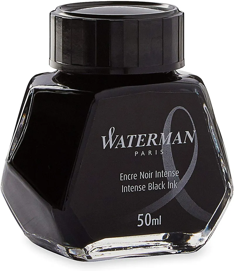 Waterman 50 ml Bottled Liquid Fountain Pen Ink, Intense Black (S0110710)