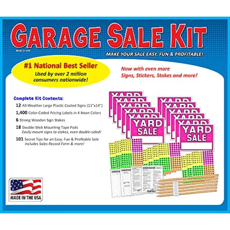 Garage Sale Pup Yard Sale Sign Kit With Pricing Labels And Wood Sign ...