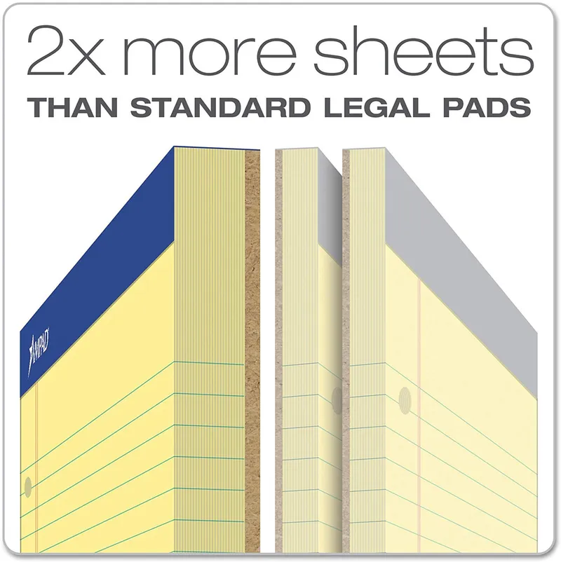 Ampad Evidence Dual Ruled Pad, Legal Ruling, Size 8.5 x 11.75 Inches, Canary Paper, 100 Sheets Per Pad (20-243)