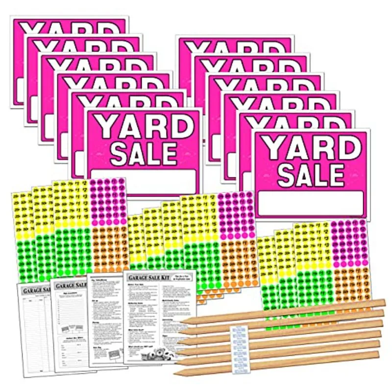 Garage Sale Pup Yard Sale Sign Kit With Pricing Labels And Wood Sign ...