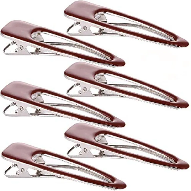 Loneedy 6 Pack Hair Metal Barrettes For Thick Hair Brown Wholesale