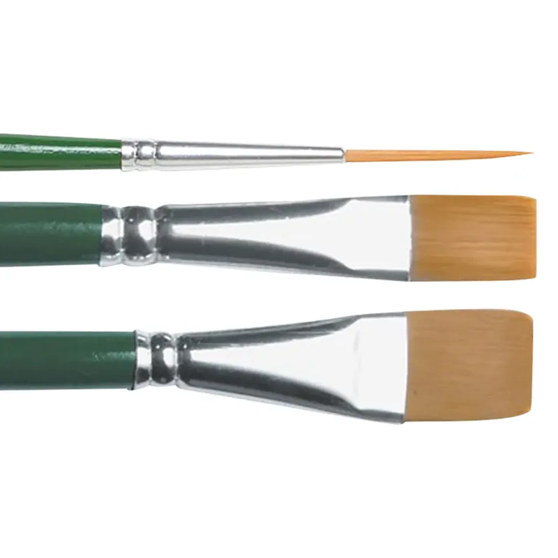 Folkart One Stroke Paint Brush Set Green And Silver ‎1.27 X 5.84 X 25