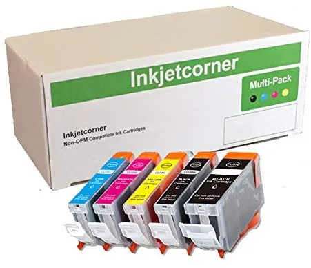 Inkjetcorner Compatible 5 PACK INK CARTRIDGES for PGI-220PGBK CLI-221 MP560 MX860 MX870 iP4600 iP4700 Printer