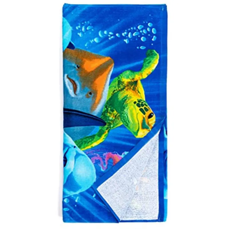 Dawhud Direct Ocean Animals Dolphin Shark Turtle Whale Selfie Cotton Beach  Towel Multicolor 30 x 60Inch DH-459  Wholesale  Tradeling