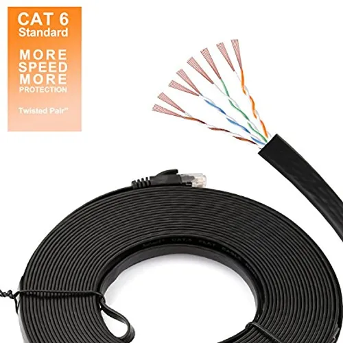 Jadaol High Speed Cat 6 Cable Black 25Ft Jacat625Ftba