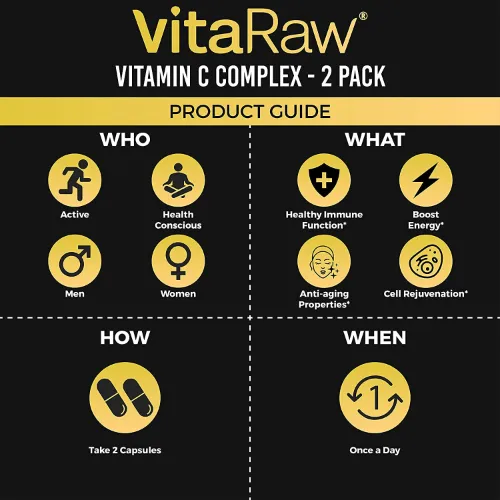 VitaRaw Vitamin C Immune Support Complex 1600mg 60 Capsules 2Piece