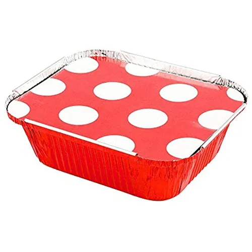 Restaurantware Rectangle Shaped Aluminum Take Out Container With Polka