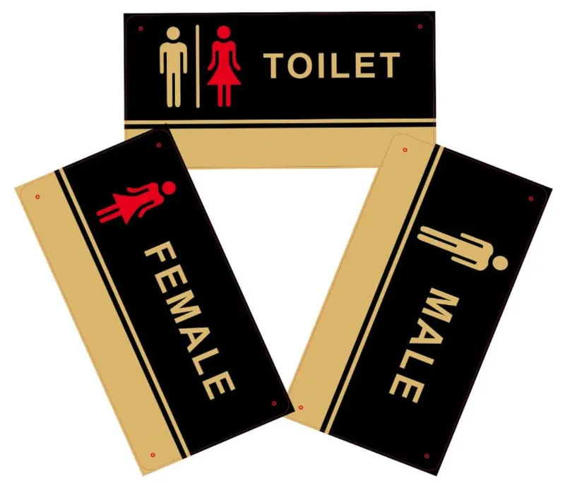 Prime 3Pack Toilet Door Signs Bathroom Sign Set Washroom Restroom