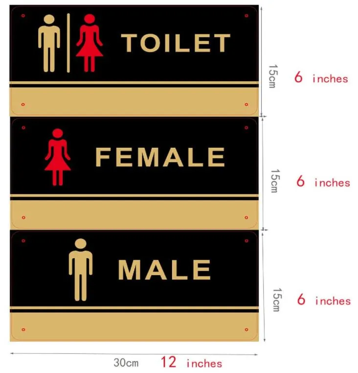 Prime 3Pack Toilet Door Signs Bathroom Sign Set Washroom Restroom