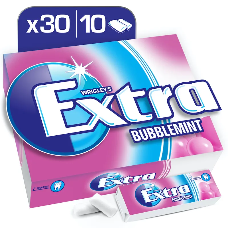 Extra Bubblemint Multipack Chewing Gum 30 X 10 Pellets Wholesale
