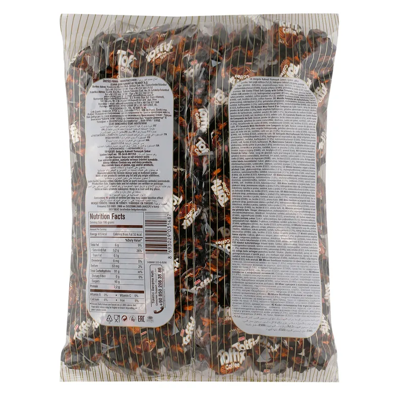 Elvan Toffix Center Filled Soft Candy with Coffee 1 kg Wholesale