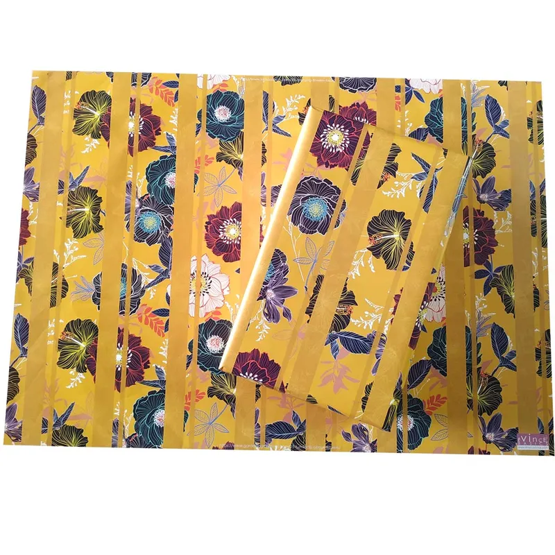 eVincE Floral Gift Wrapping Paper Bright Yellow Pattern 10 Sheets per
