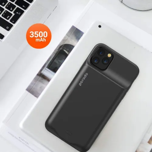 Porodo Wireless Attery Charge 3500mAh Back Cover For Apple iPhone 11 Pro Black PD-11PBCW-BK