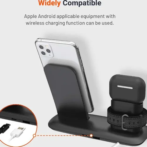 Porodo 4-In-1 Charging Dock Station For Apple Airpods Pro/1/2 Black PD-W02-BK
