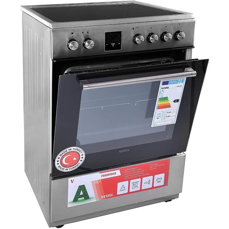 Vestel 4 Burners Ceramic Cooking Range 60 x 60 cm Silver/Black Wholesale Tradeling