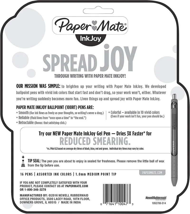 Paper Mate InkJoy 100RT Retractable Ballpoint Pens, Medium Point
