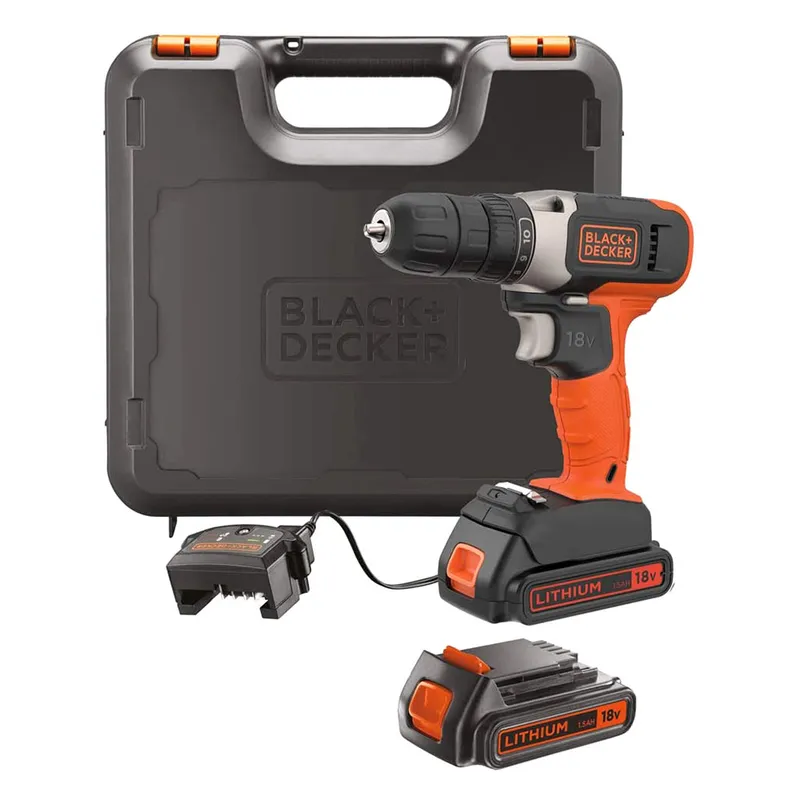 Black+Decker BCD001C2K-GB 18V Compact Drill with Kitbox 2 Batteries Driver