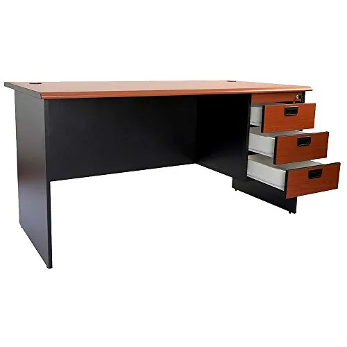 Mahmayi Silini Office Desk With Fixed Drawers Round Edge 140Cm