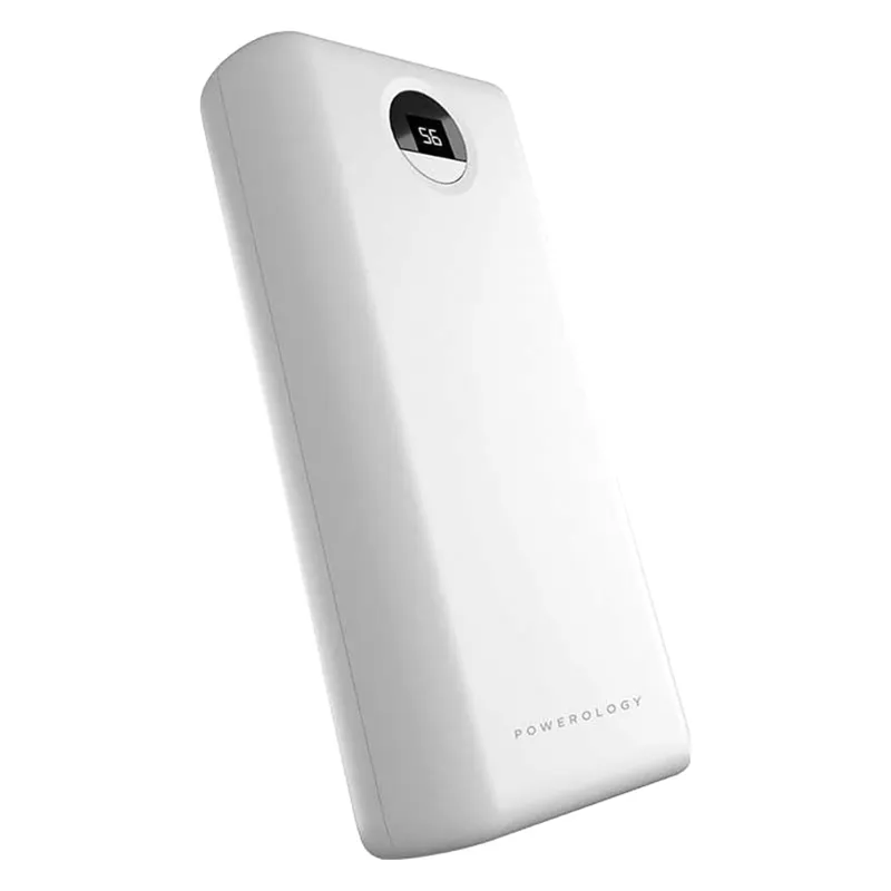 Powerology 5W 30000mAh High-Capacity Power Bank With Quick Charge 3.0 And USB Type-C Cable White PPBCHA07-WH