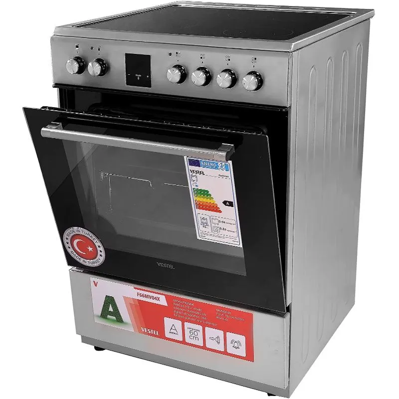 Vestel 4 Burners Ceramic Cooking Range 60 x 60 cm Silver/Black Wholesale Tradeling