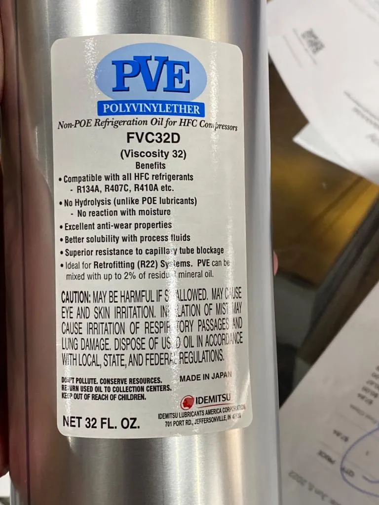 PVEFVC32D Refrigeration Oil Wholesale Tradeling