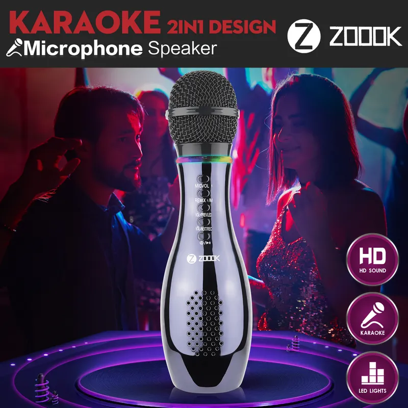 Zoook Handheld Bluetooth Karaoke Mic Cum Speaker HD Sound Black