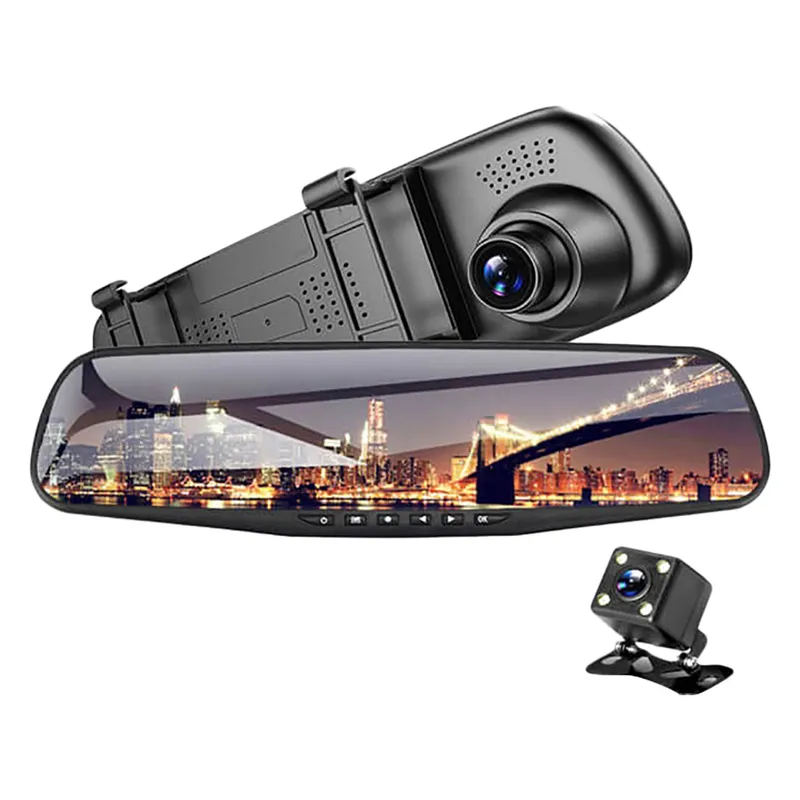 Toby's 1080HD DVR Dual Lens RearView Mirror Dash Cam Video Recorder 4.3 Inch Wholesale