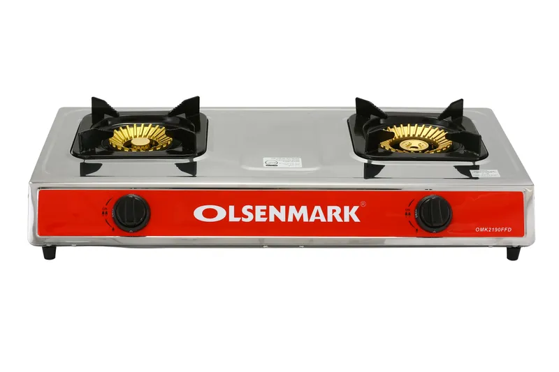 Olsenmark Stainless Steel Double Burner Gas Stove Piezo Ignitio