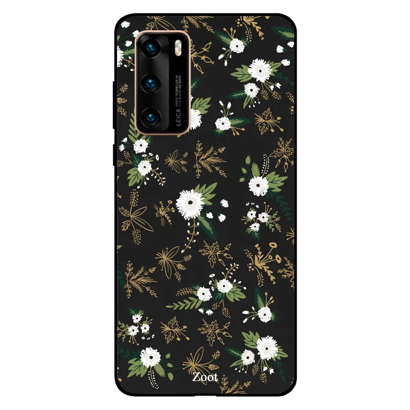 Zoot Huawei P40 Case Cover Black White Flowers