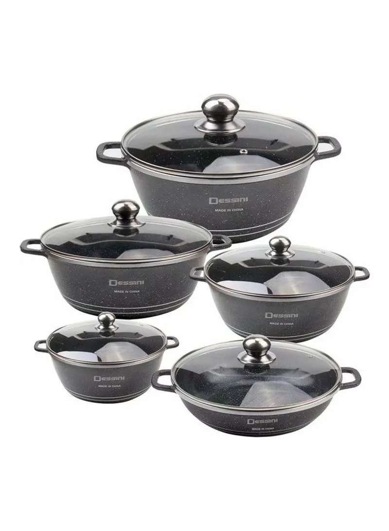 Dessini Granite Cookware Black 34 x 34 x 34 cm Set Of 10 Wholesale