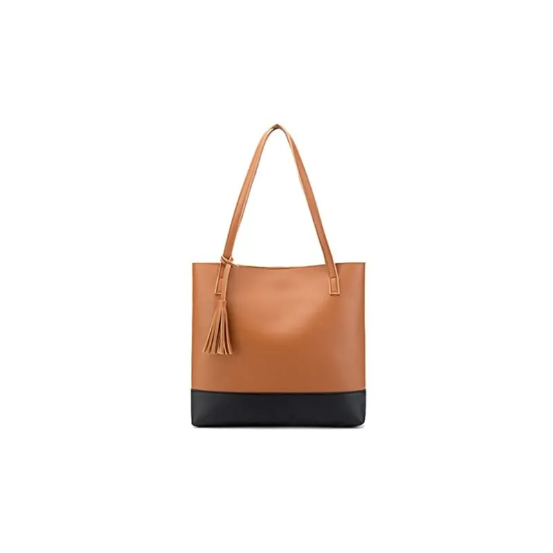 Brown Amerteer Stylish And Elegant Women Soft Faux Leather Tote