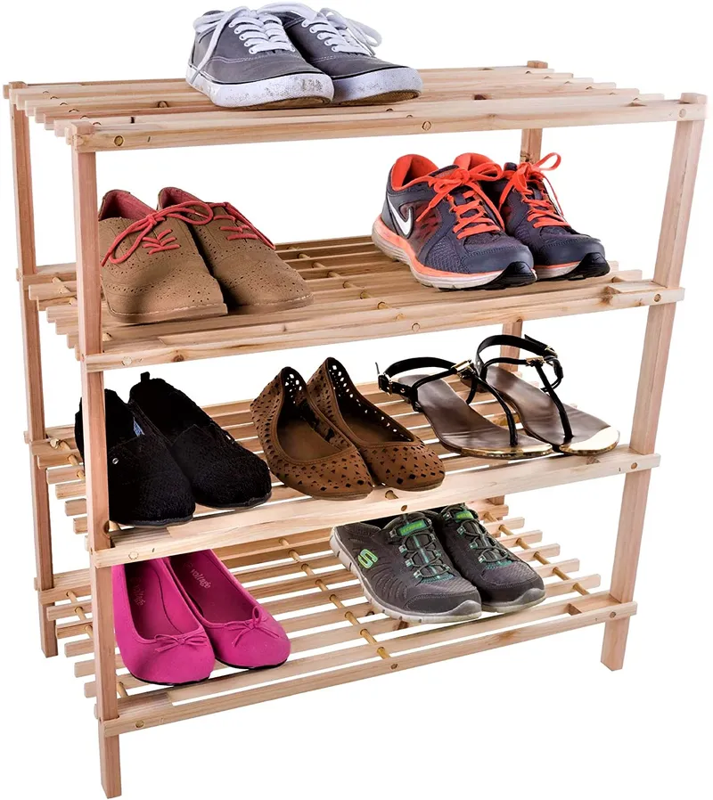 Lavish Multifunction Wooden 4Tier Shoes Rack Stepped Holders Storage