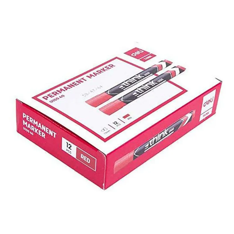 Deli Think Permanent Marker Red U10040 12 Piece Wholesale Tradeling