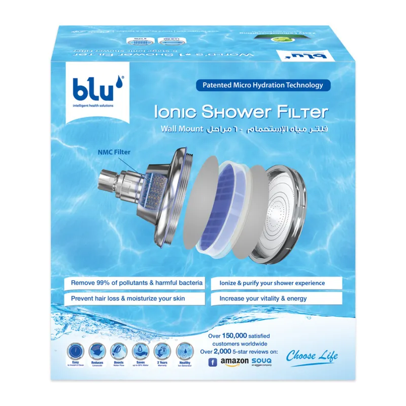 Danube Blu Ionic Shower Filter Skin And Hair Care Wall Mount With 1 Nmc