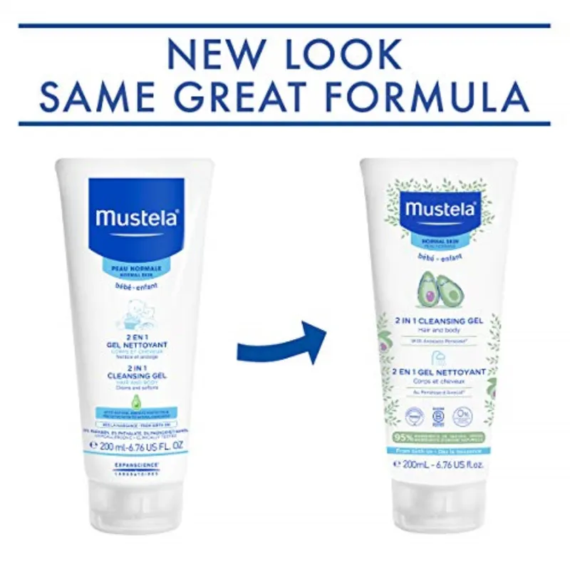 Mustela 2 In 1 Cleansing Gel For Normal Skin, Hair And Body , 200 ML