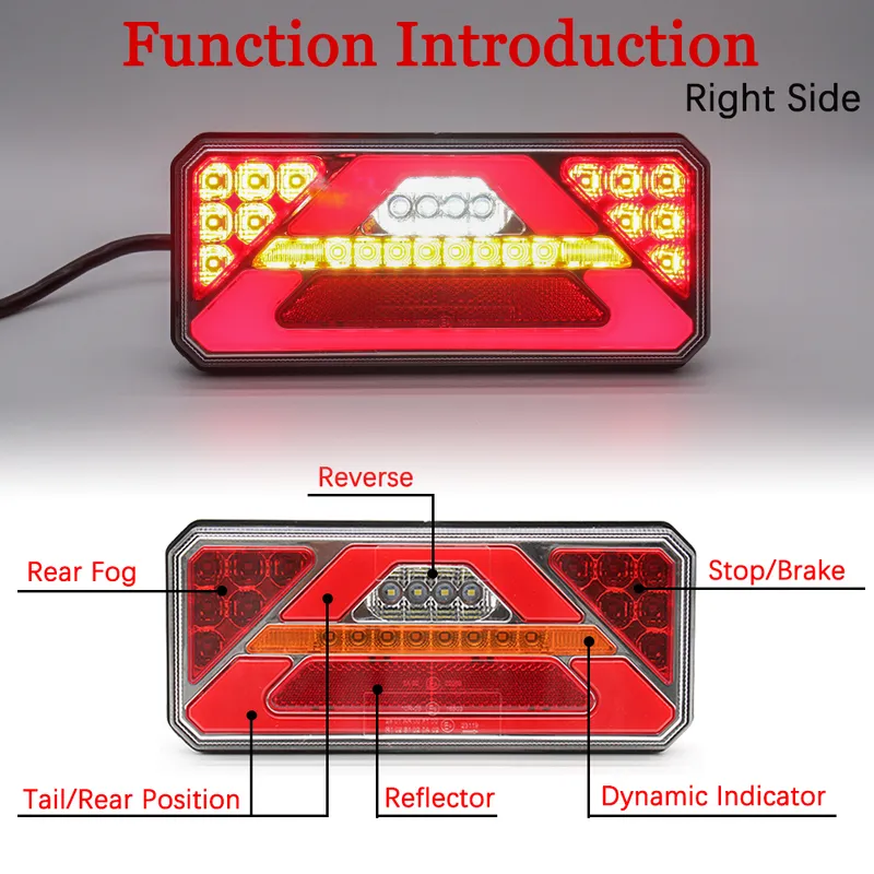 Wings 2pcs 12v LED Rear Tail Light, Trailer Tail Light with Tail Rear Fog Stop Reflector Reverse