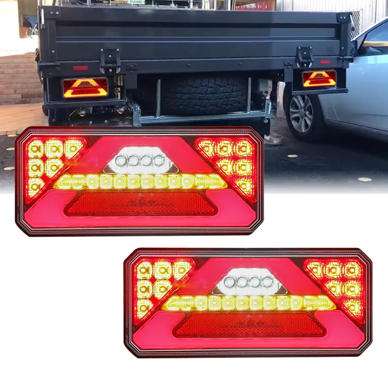 Wings 2pcs 12v LED Rear Tail Light, Trailer Tail Light with Tail Rear Fog Stop Reflector Reverse