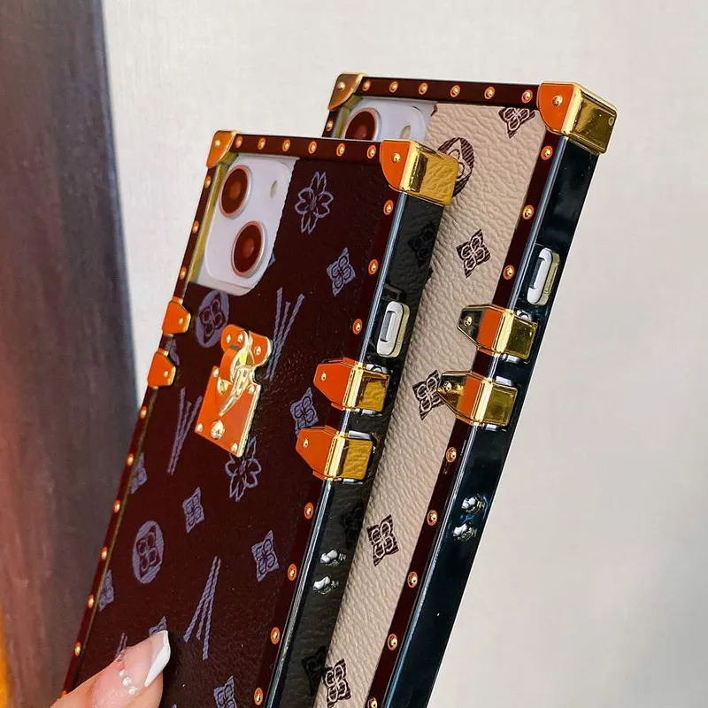 KERZZIL Retro Square iPhone 13 Fabric Leather Case,Shiny