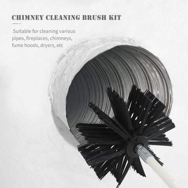 Meta Chimney Cleaning Brush Kit 9 Pieces Poles With Nylon Brush Head