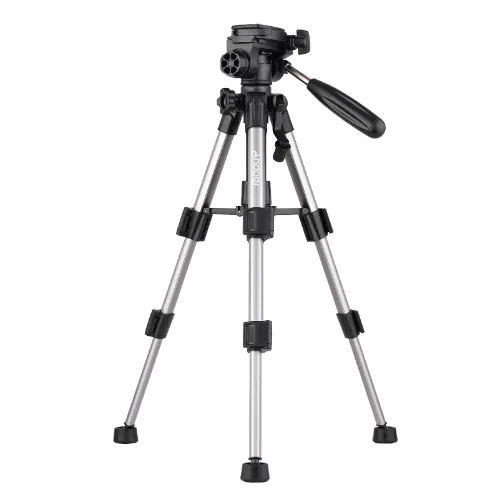Meta Mini Travel Tabletop Tripod With 3 Way Pan Tilt Head Silver 34 x 11 x 11cm Wholesale