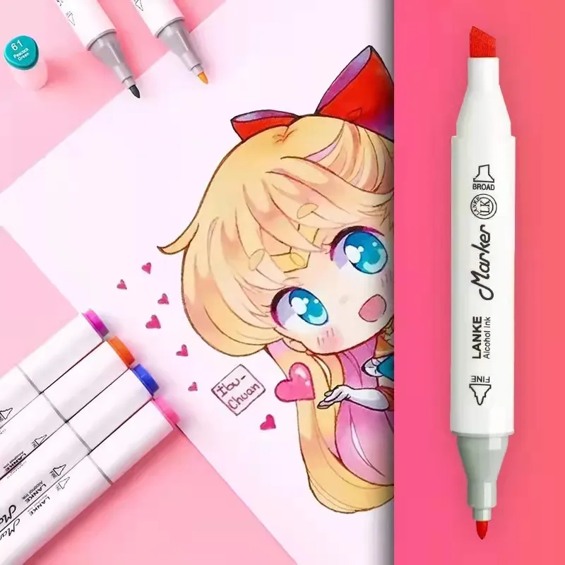 ioiomarker Anime Permanent Markers | 80 Colors Alcohol Based Twin Head  Broad and Fine Tips Marker Pen | Black Drawing Pens with Leather Cartoon  Bag : Amazon.in: Office Products