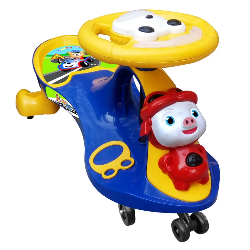 Sunbaby Super Jack Twister Magic Swing Smart Car Ride ons for Kids Fun Ride  Toy, Cartoon Face,Music & Light, Free Wheels, Push car Gadi, Strong Body  Yellow-Super Jack to 3-8 Years |