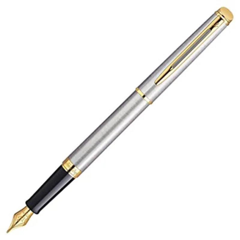 Waterman Hemisphere Stainless Steel Gt Gold Trim Fountain Pen Medium