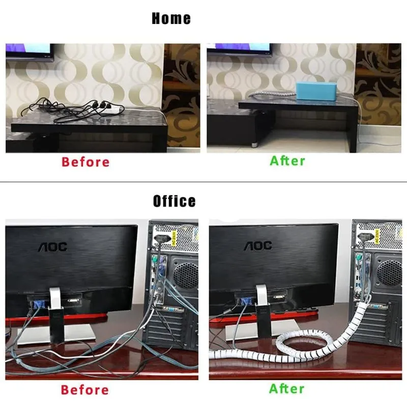 Nibeminent 6.6Ft Cable Tidy Sleeves, 79'' 2M Cable Management Wire, 13Mm 2M Cable Tidy Kit