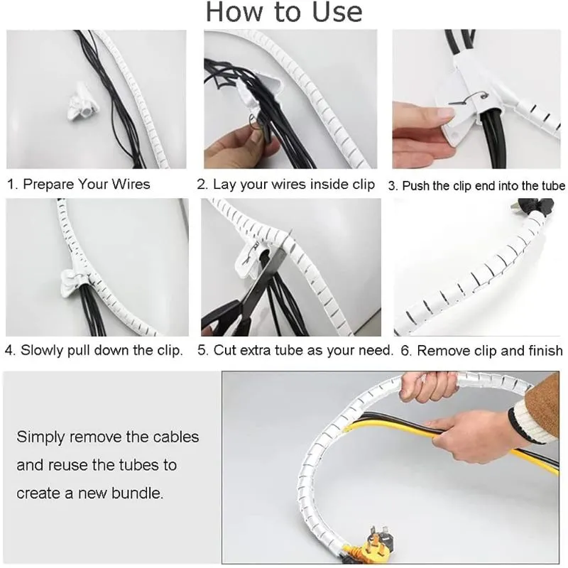 Nibeminent 6.6Ft Cable Tidy Sleeves, 79'' 2M Cable Management Wire, 13Mm 2M Cable Tidy Kit