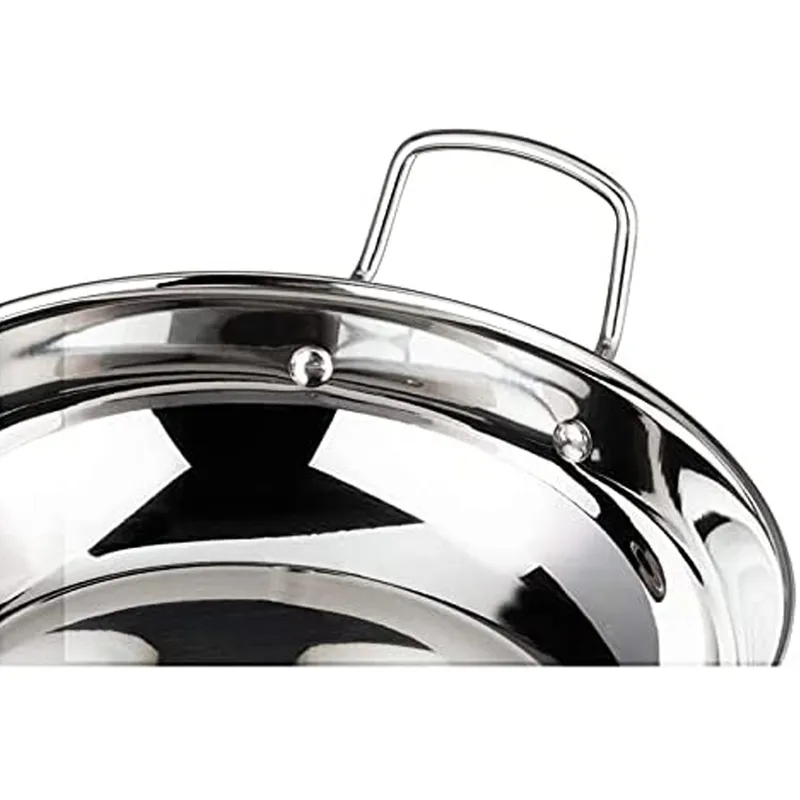 Vinod Stainless Steel Induction Base Kadai Wok With Glass Lid Frypan All Hobs 18cm Capacity 1.5 Litres Size 