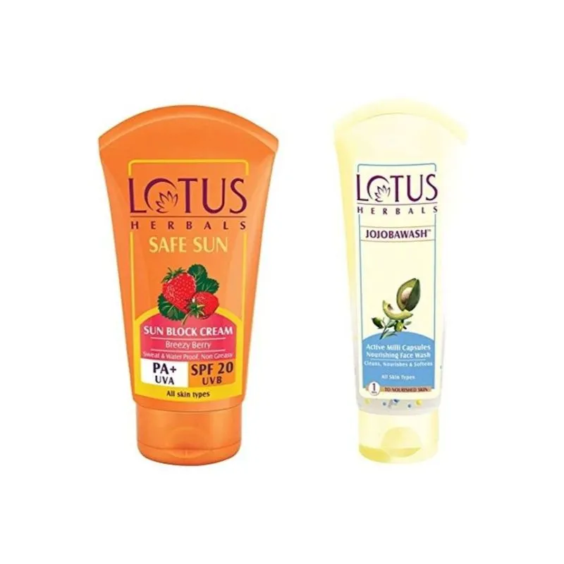 Lotus Safe Sun Cream SPF 20 & Jojoba Face Wash Crème50, Face Wash120g